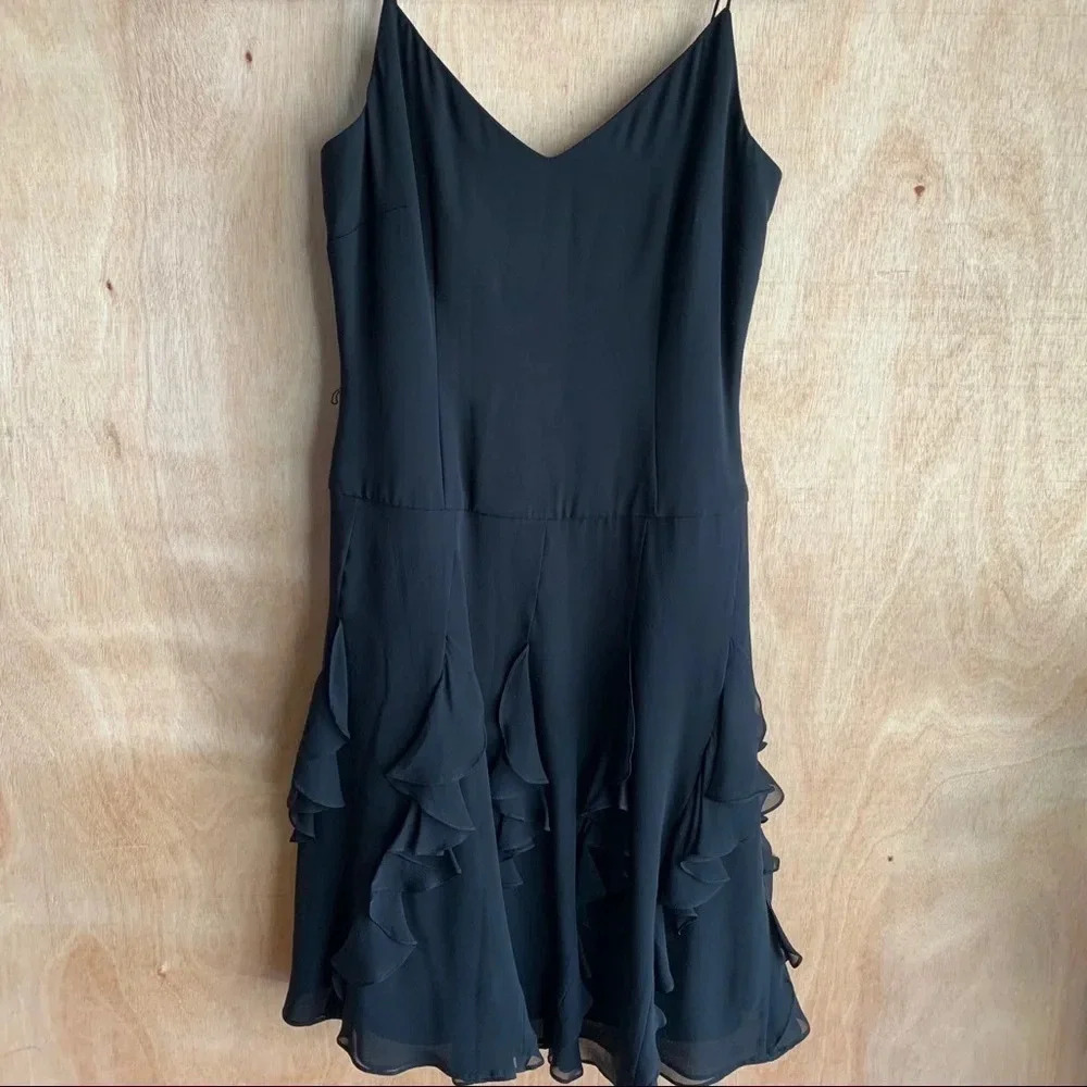 COPY - Kay Unger NY 100% Silk Ruffle Belted Dress
